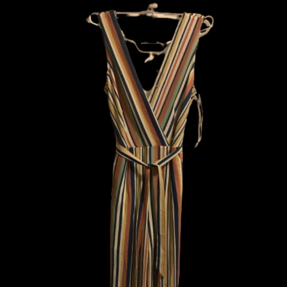 Monteau Multicolor Striped V-Neck Jumpsuit